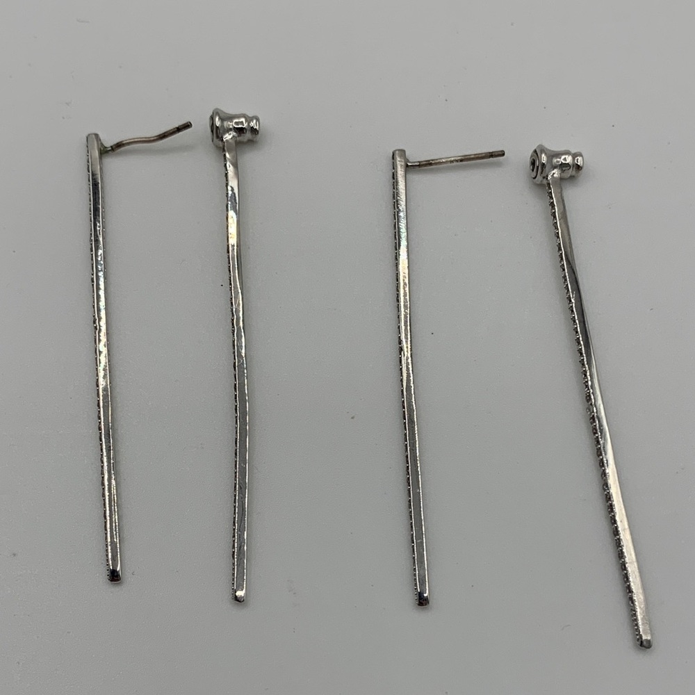 Silver-tone Rhinestone Drop Earrings - Picture 7 of 12